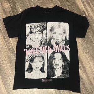 Black Graphic Tee with Love Sick Girls Print